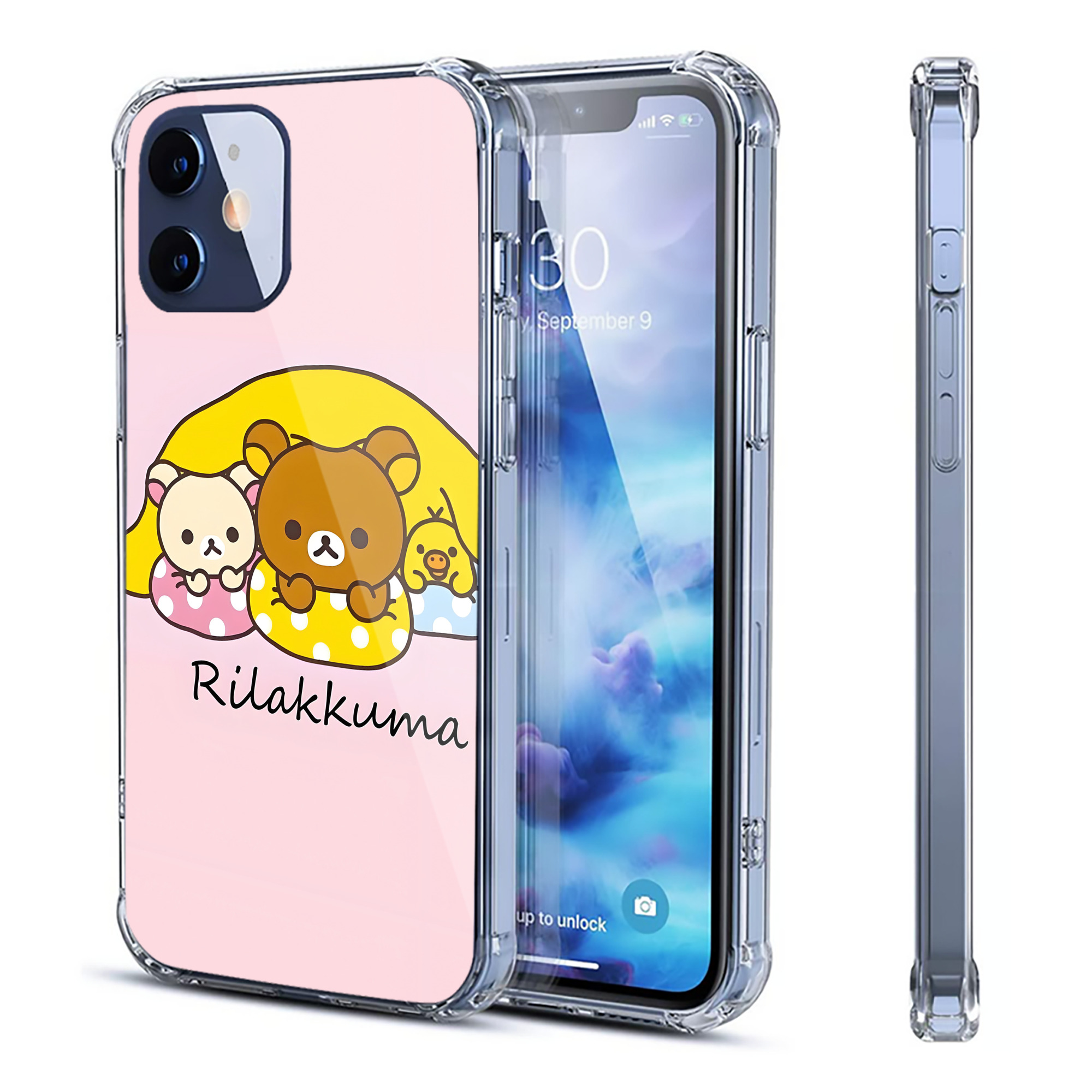（画像用） リラックマ リラックマ キイロイトリ Rilakkuma Korilakkuma Kiiroitori 【iPhone 12シリーズ対応】透明スマホケース（クリアソフトケース）